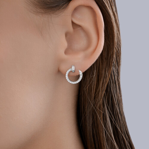 Cercei Pusete din argint  cu pietre Cubic Zirconia Incolor