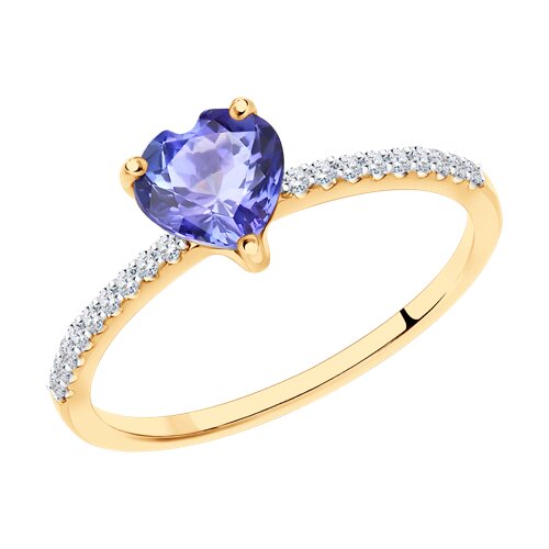 Inel din aur roșu cu pietre Diamant, Tanzanit