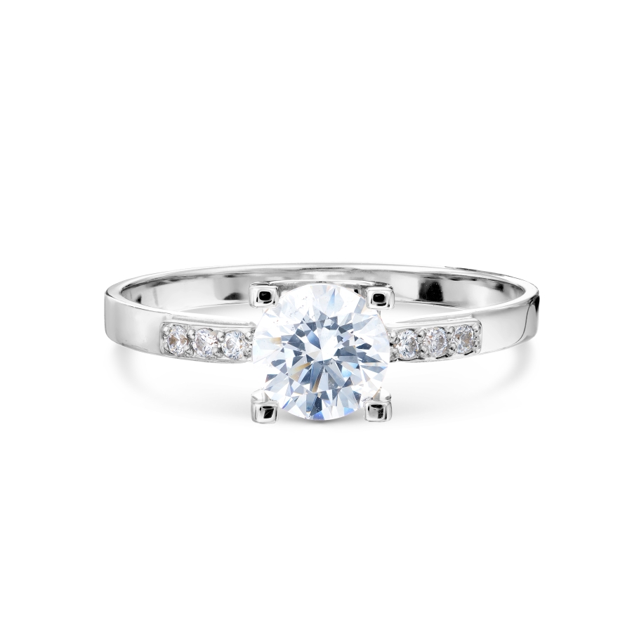 Кольцо из белого золота с камнями Фианит