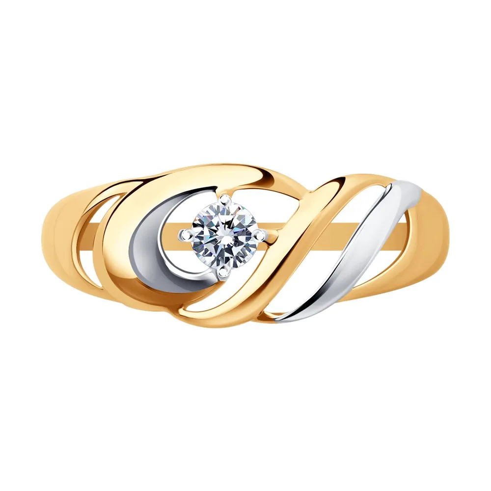 Inel din aur roșu cu Cubic Zirconia Incolor