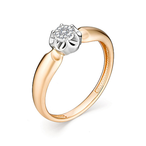 Кольцо из красного золота с камнями Бриллиант