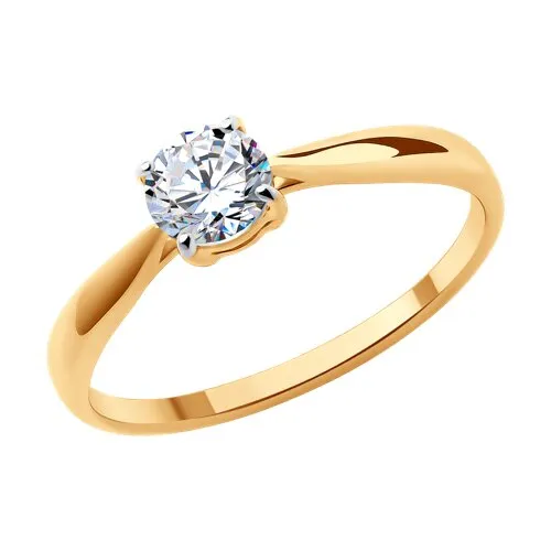 Inel din aur roșu cu Cubic Zirconia Incolor