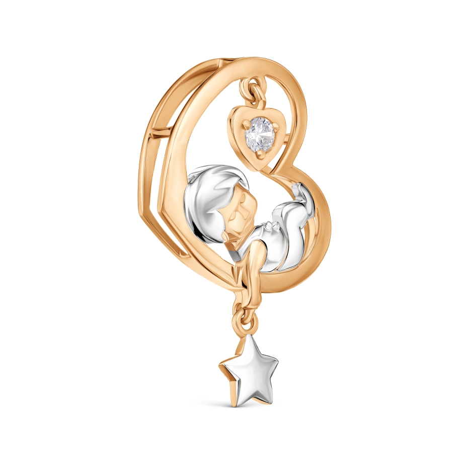 Pandantiv din aur roșu cu pietre Cubic Zirconia Incolor