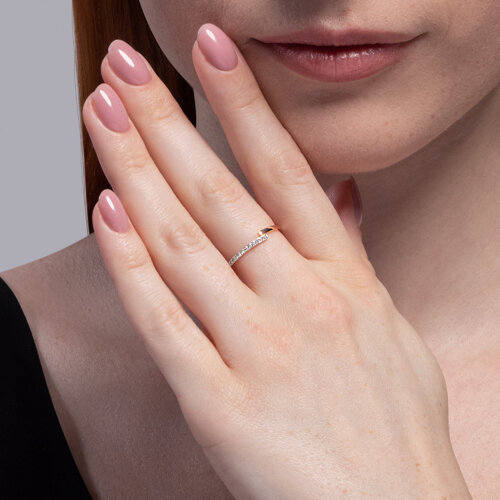 Inel din aur roșu cu pietre Cubic Zirconia Incolor