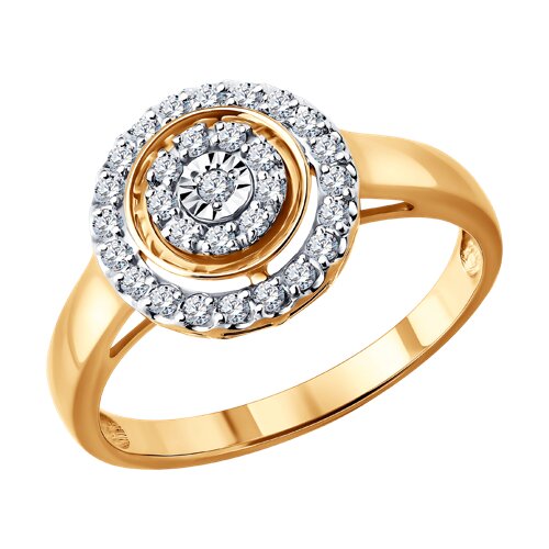 Inel din aur roșu cu pietre Diamant