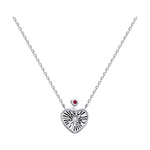 Colier din aur alb cu pietre Diamant, Rubin