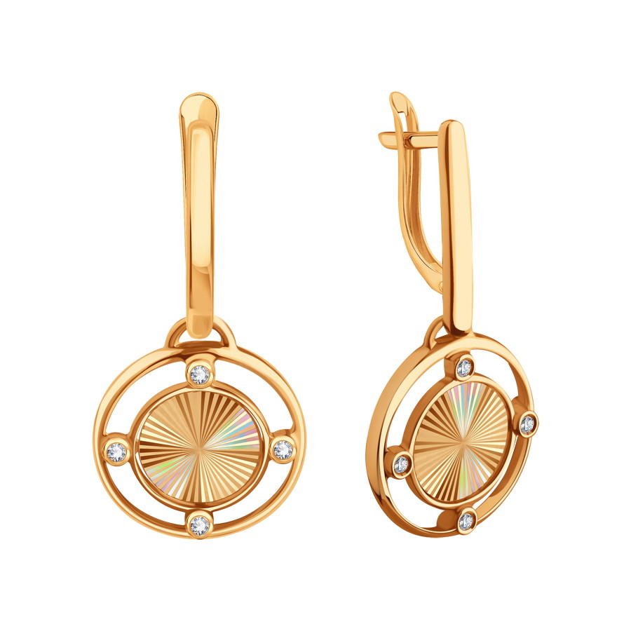 Cercei Suspendați din aur roșu cu pietre Cubic Zirconia Incolor