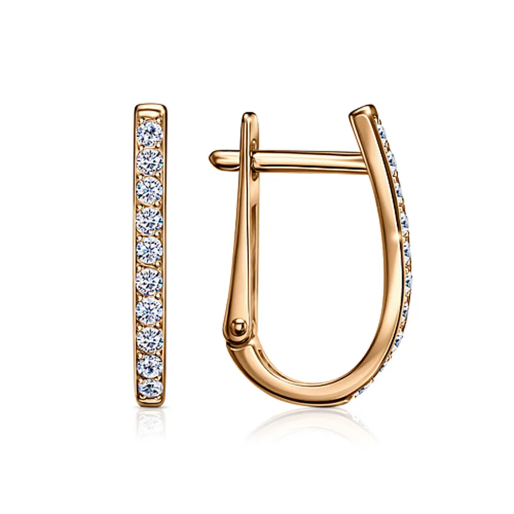 Cercei din aur roșu cu Cubic Zirconia Incolor