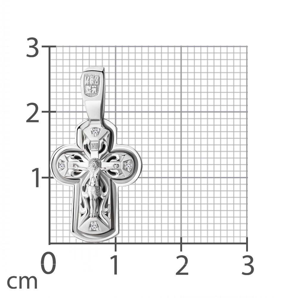 Cruce din aur alb cu pietre Diamant