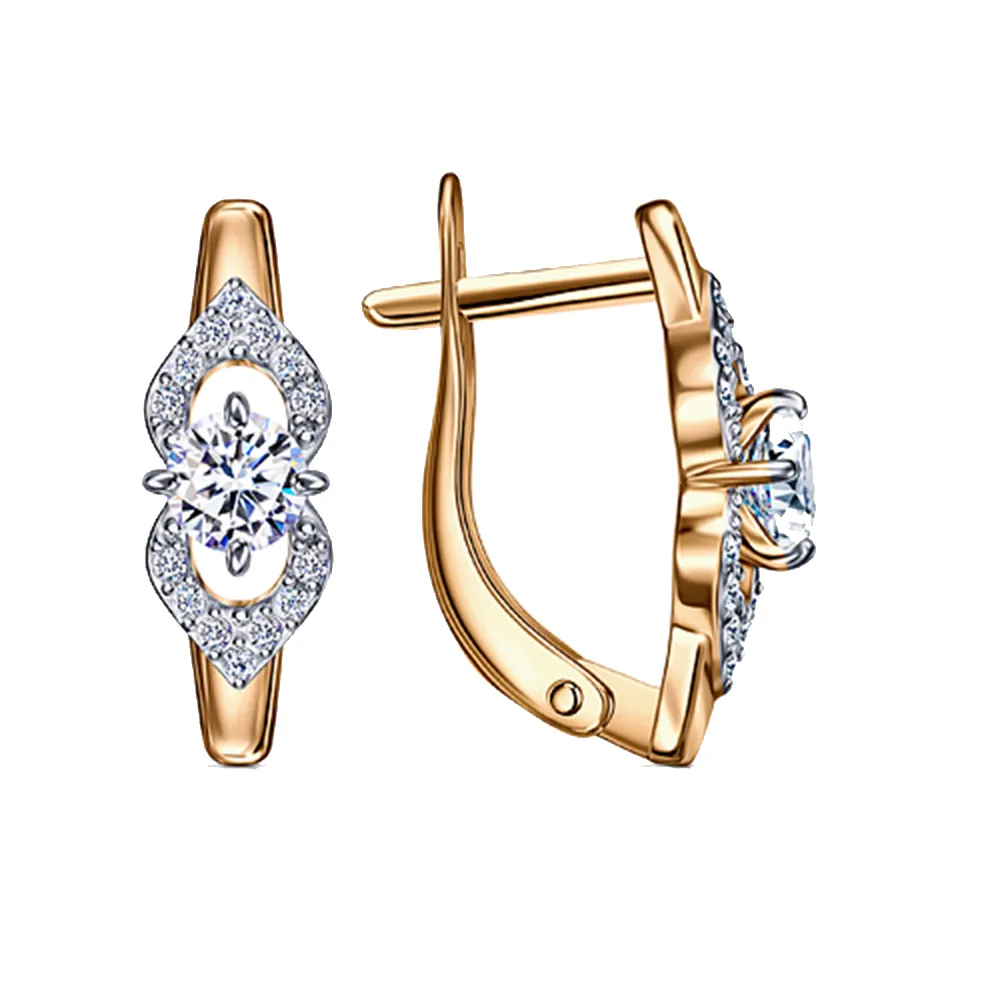Cercei din aur roșu cu Cubic Zirconia Incolor