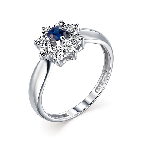 Inel din aur alb cu pietre Diamant, Safir