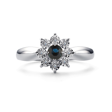 Inel din aur alb cu pietre Diamant, Safir
