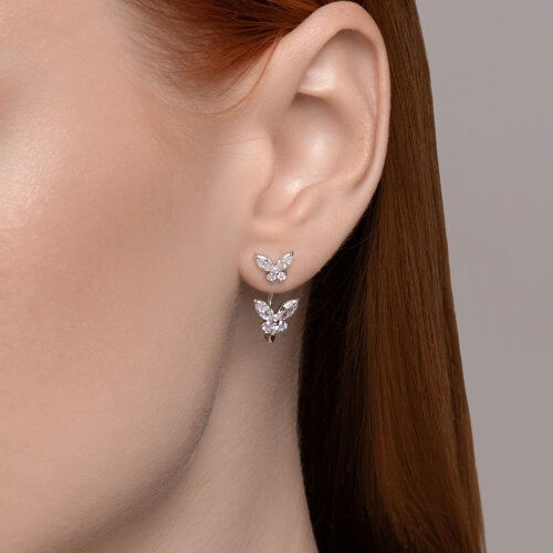 Cercei Pusete din argint  cu pietre Cubic Zirconia Incolor