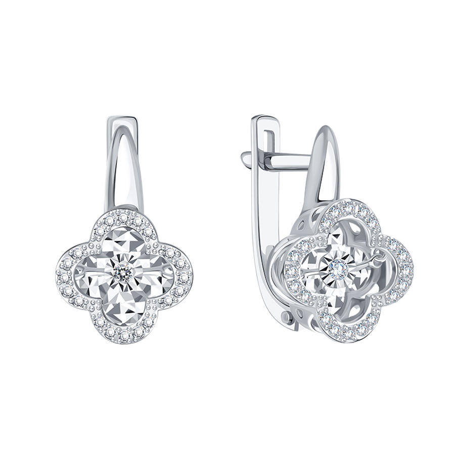Cercei din aur alb cu pietre Diamant