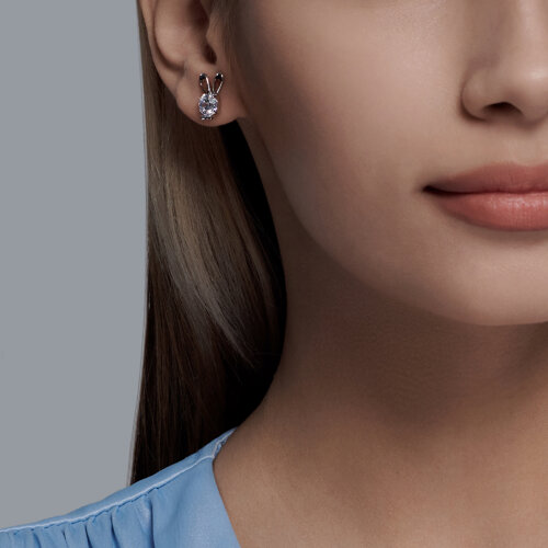 Cercei Pusete din argint  cu pietre Cubic Zirconia Incolor