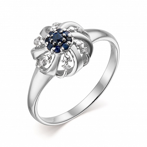 Inel din aur alb cu pietre Diamant, Safir