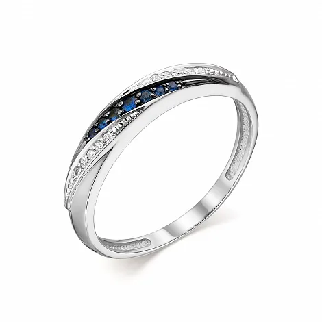 Inel din aur alb cu Diamant, Safir