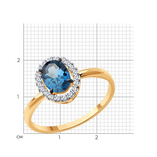 Кольцо из красного золота с камнями Фианит, Топаз London