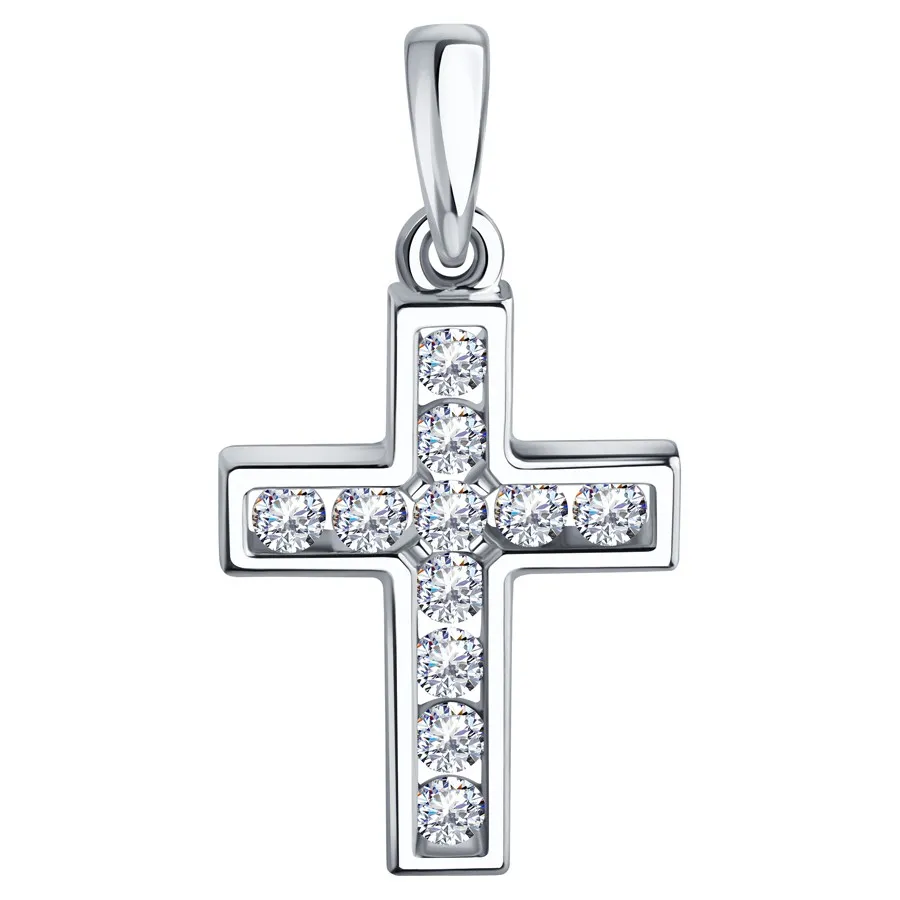Cruce din aur alb cu Diamant