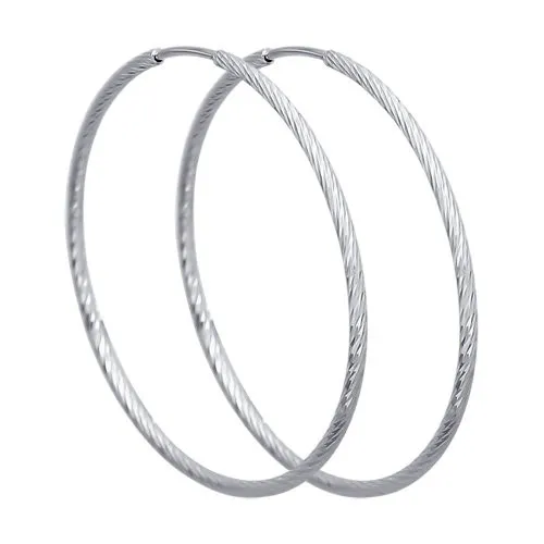 Cercei Creole din aur alb fără pietre
