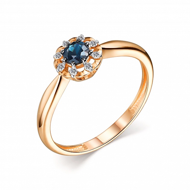 Inel din aur roșu cu pietre Diamant, Safir