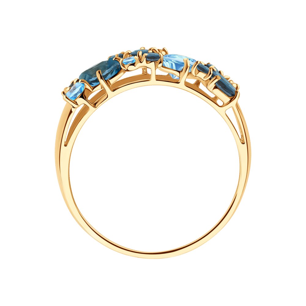 Inel din aur roșu cu pietre Cubic Zirconia Albastru Safir, Topaz Swiss și Topaz London