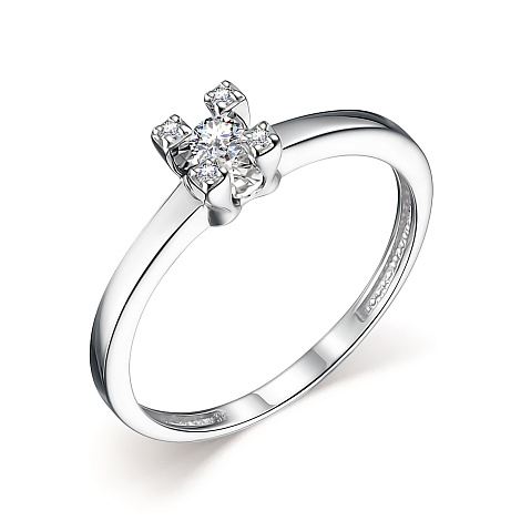 Кольцо из белого золота с камнями Бриллиант