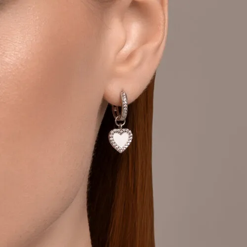 Cercei Creole din argint cu Cubic Zirconia Incolor, Emailare