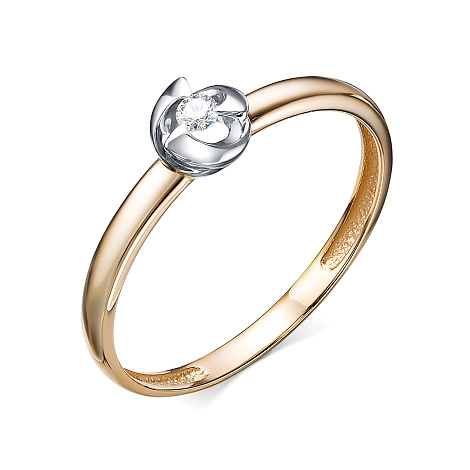 Кольцо из красного золота с камнями Бриллиант