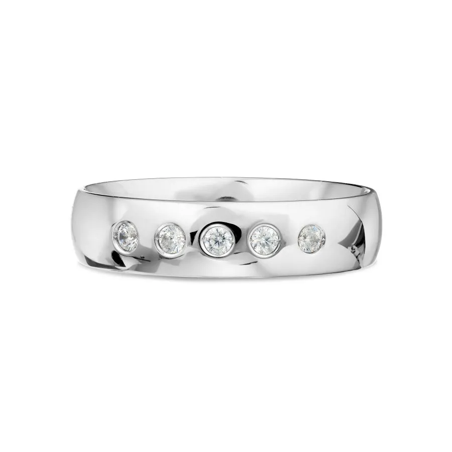 Verighetă din aur alb cu Cubic Zirconia Incolor