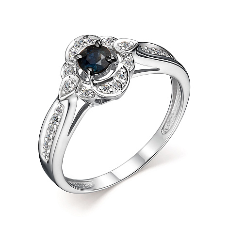 Inel din aur alb cu pietre Diamant, Safir