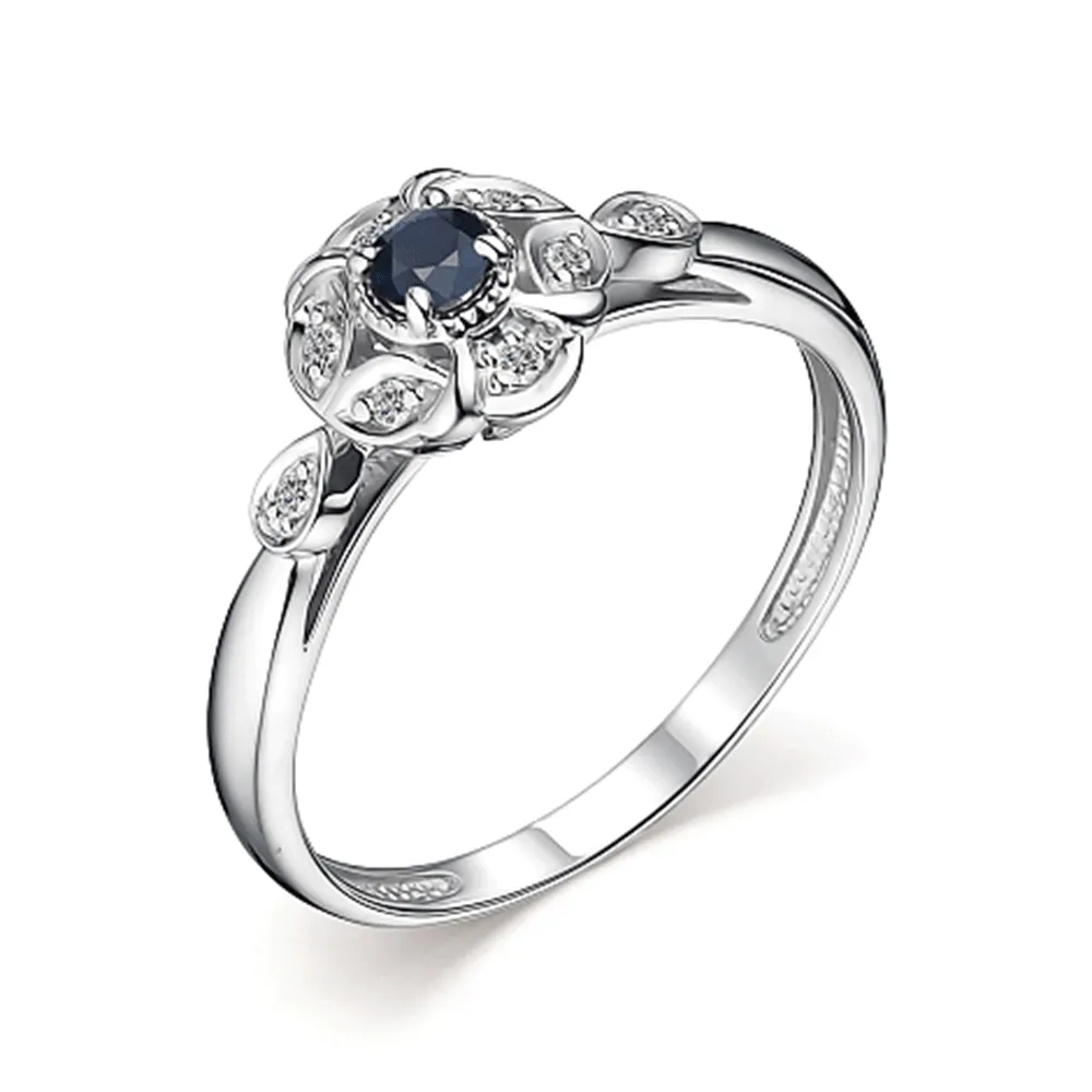 Inel din aur alb cu Diamant, Safir