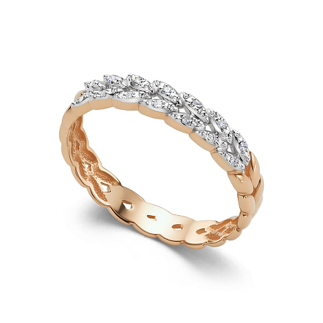 Inel din aur roșu cu pietre Diamant