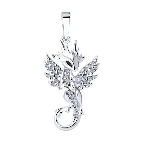 Pandantiv din argint  cu pietre Cubic Zirconia Incolor, Emailare