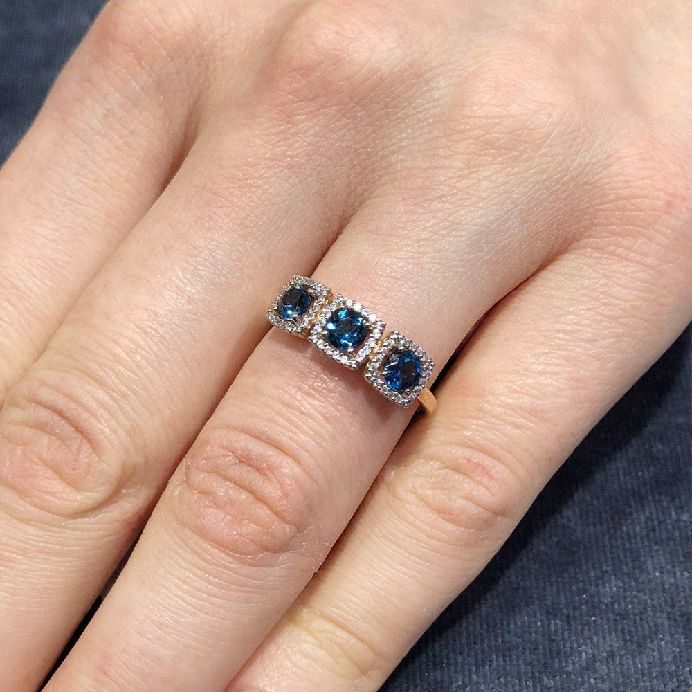 Inel din aur roșu cu pietre Cubic zirconia, Topaz London