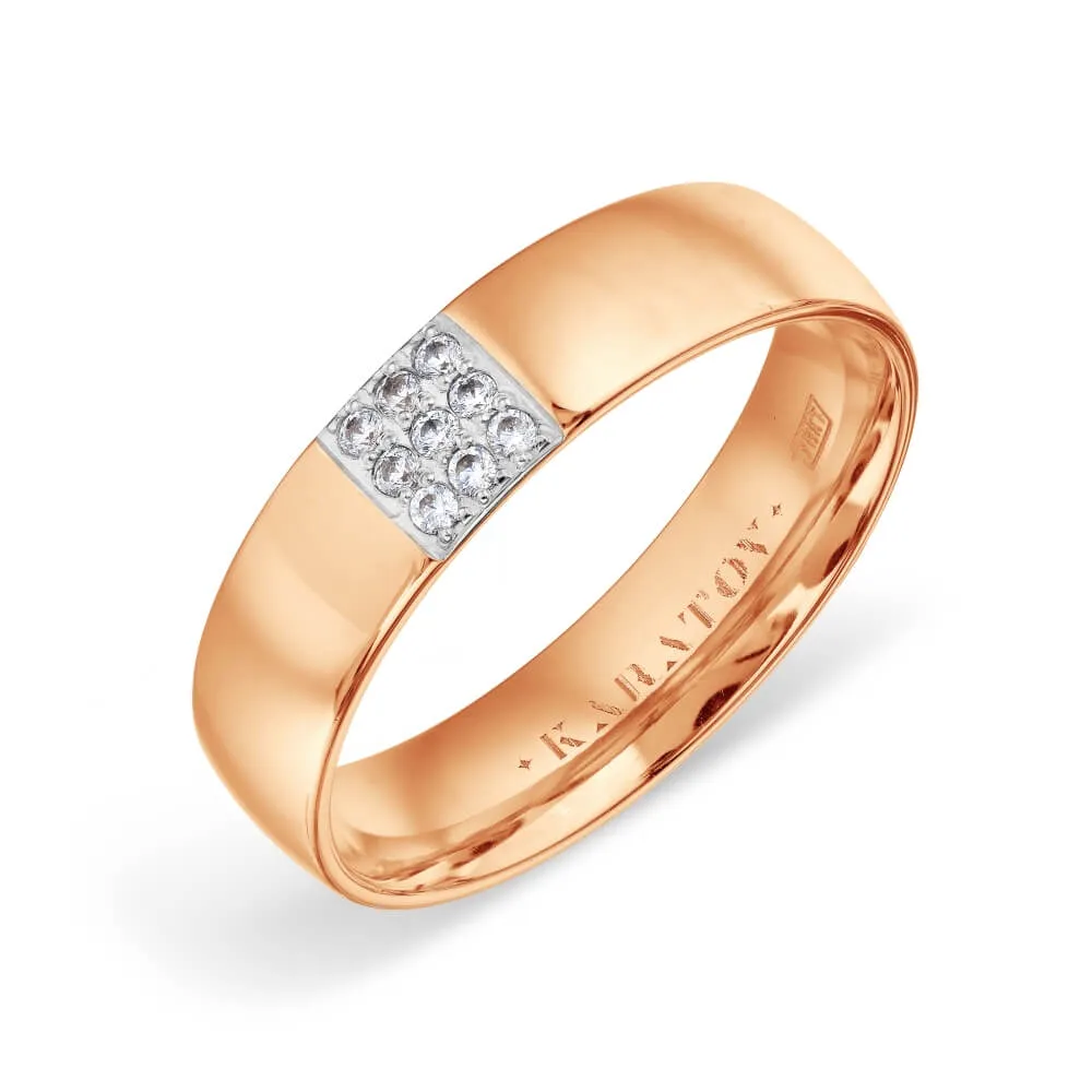 Verighetă din aur roșu cu Cubic Zirconia Incolor