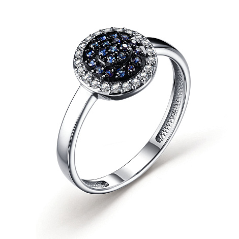 Inel din aur alb cu pietre Diamant, Safir