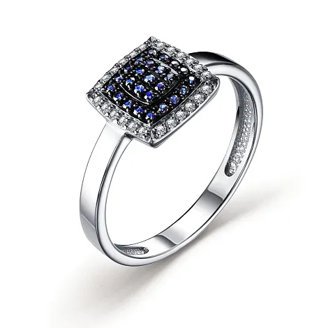 Inel din aur alb cu Diamant, Safir