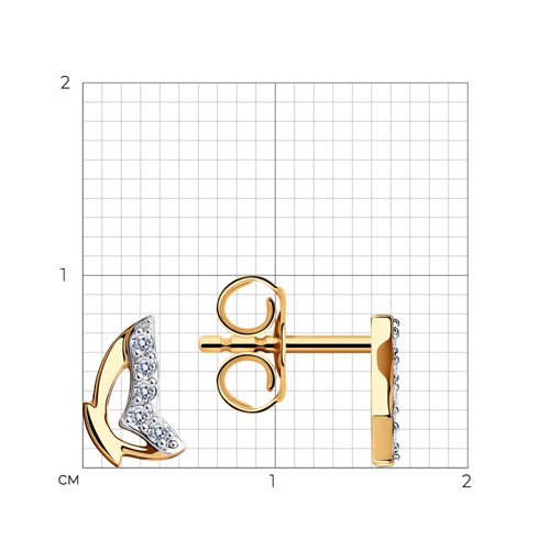 Cercei Pusete din aur roșu cu pietre Cubic Zirconia Incolor