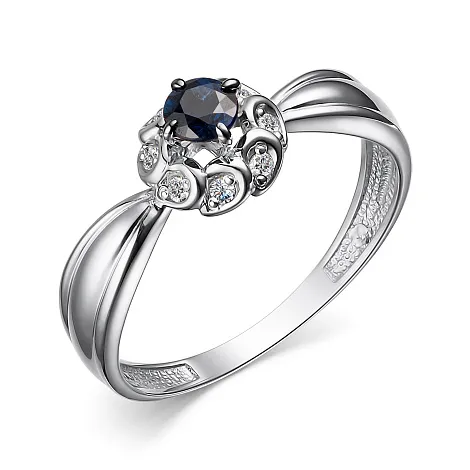 Inel din aur alb cu Diamant, Safir