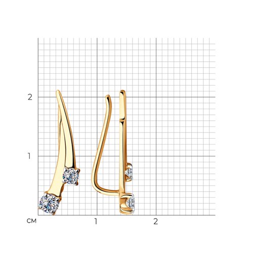 Cercei din aur roșu cu pietre Cubic Zirconia Incolor