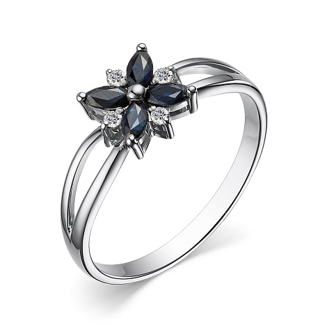 Inel din aur alb cu pietre Diamant, Safir