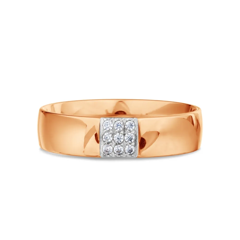 Verighetă din aur roșu cu Cubic Zirconia Incolor