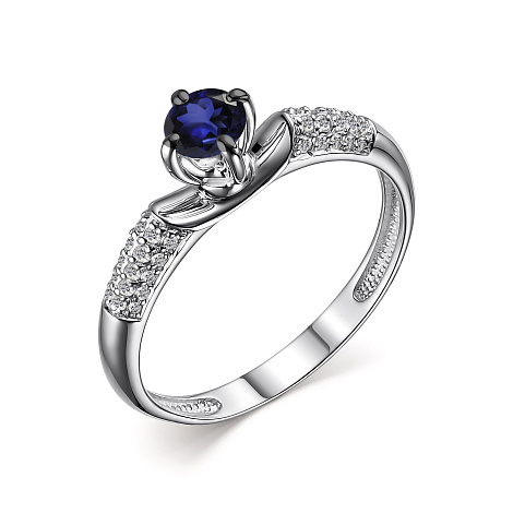 Inel din aur alb cu pietre Diamant, Safir