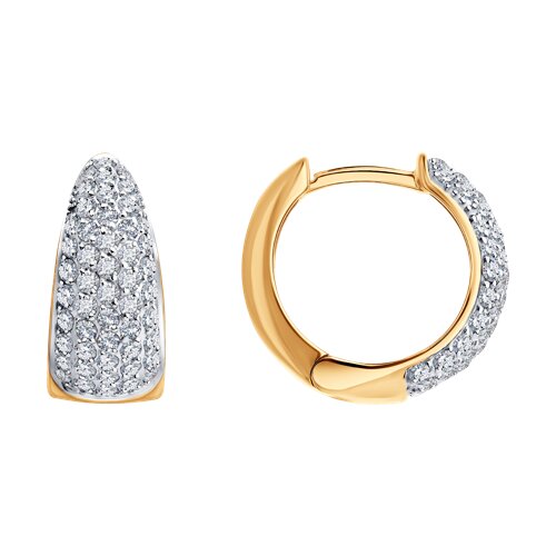 Cercei Creole din aur roșu cu pietre Diamant