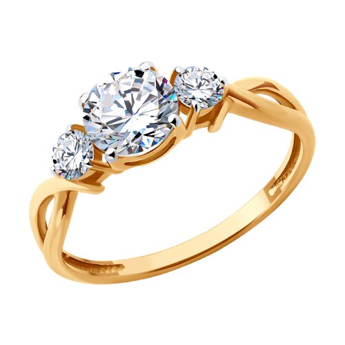 Inel din aur roșu cu pietre Cubic Zirconia Incolor