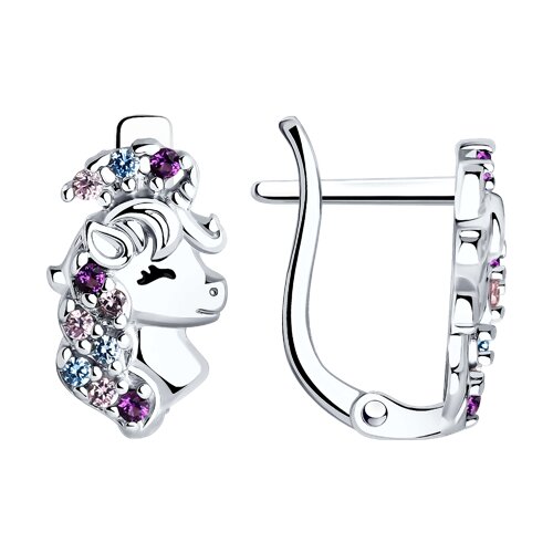 Cercei p-u copii din argint  cu pietre Cubic Zirconia Colorat, Emailare