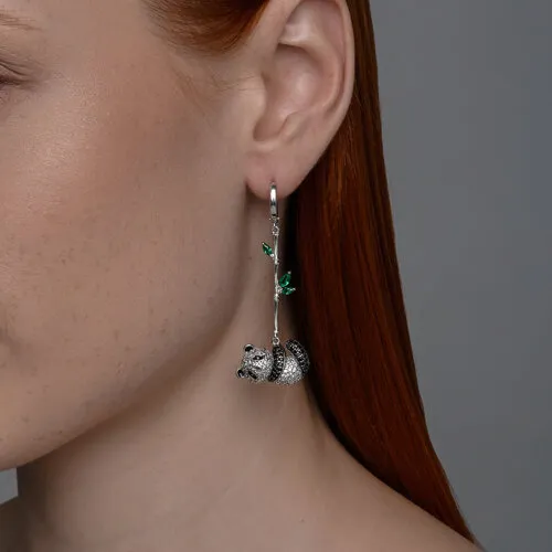 Cercei Creole din argint cu Cubic Zirconia Colorat, Emailare