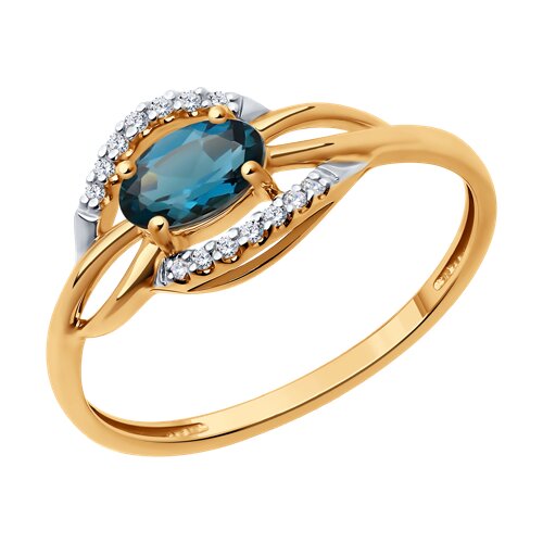 Inel din aur roșu cu pietre Diamant, Topaz London