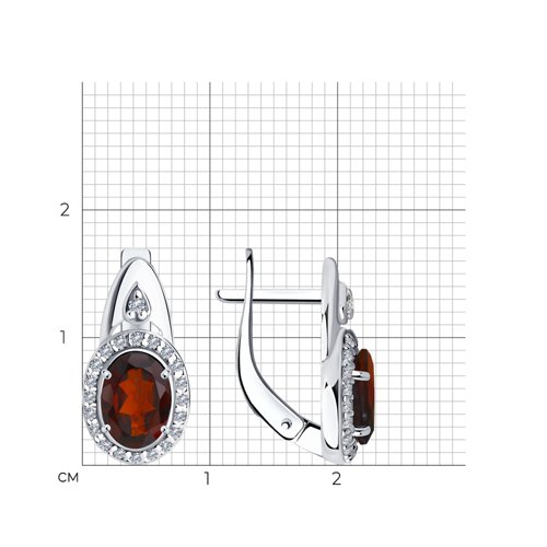 Cercei din argint  cu pietre Cubic Zirconia Incolor, Granat